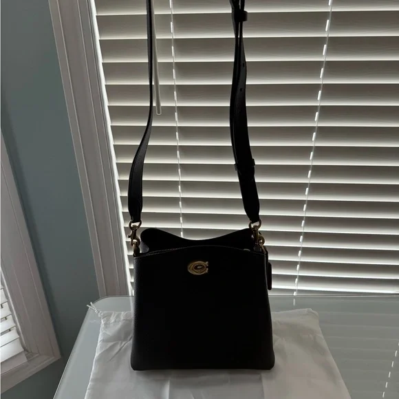 COACH C3916 Willow Bucket Bag Black Polished Pebble Leather Crossbody Shoulder - Picture 8 of 8